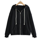 Fashionkova Simple Baggy Zip Up Hoodie