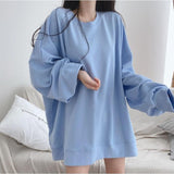 Fashionkova Solid Color Round Neck Oversized Sweatshirt