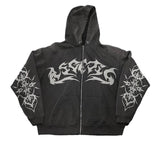 Fashionkova Street Retro Clothing Flame Print Oversized Sweatshirt Women Y2K Gothic Punk Harajuku Casual Top Loose Zipper Hoodie Women