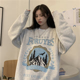 Fashionkova Vintage Mountains Graphic Oversized Sweatshirt