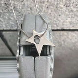 Fashionkova Stainless Steel Star Pendant Charm Necklace For Women Men Grunge Cyber Y2K Fairycore Subversive Archive Punk Choker Jewelry