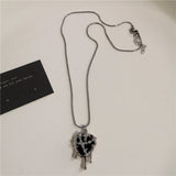 Fashionkova Gothic Punk Black Peach Heart Star Pendant Chain Necklace For Women Men Y2K Hip Hop Charm Trendy Jewelry Anniversary Accessories