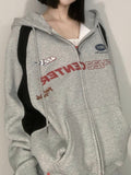 Fashionkova Vintage Patchwork Oversized Zip Up Hoodie