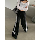 Fashionkova party outfit  Women's Striped Sweatpants Baggy Casual Y2k Streetwear Elastic Waist Wide Leg Pants Sporting Trousers Clothes 90s Gothic Hiphop