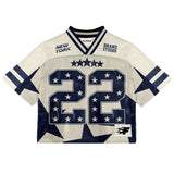 Fashionkova Retro American Harajuku Street Trend Hip-hop Baseball Sports Short-sleeved Men's Summer Loose Mesh T-shirt Printed Couple Tops