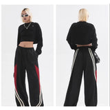 Fashionkova Party Outfit Women Oversized Sports Wide Leg Pants Hip Hop Sweatpants Casual Joggers Pants Fashion Streetwear Y2k High Waist Baggy Trousers