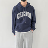 Fashionkova  No. 5421 DARK BLUE CHICAGO LETTERED HOODIE