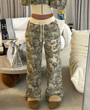 FashionKova-Zipper hoodie Camouflage sweatpants 2-piece set Y2K Women's clothing Goth Alphabet embroidered pullover Sweatshirt casual pants
