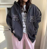 Fashionkova Bow Patch Embroidery Oversized Hoodie