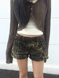 Fashionkova HOUZHOU Sexy Leopard Printed Denim Shorts Women Vintage Y2k Low Waist Gyaru Streetwear Summer 2024 Chic Female Retro Short Jeans Casual Outfit