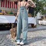 Fashionkova  Party Outfit  M-5XL Oversized Jumpsuit Rompers Women Brown Denim Pants Vintage Loose Wide Leg Pants M-5XL