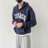 Fashionkova  No. 5421 DARK BLUE CHICAGO LETTERED HOODIE