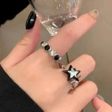 Fashionkova New Kpop Gothic Punk Retro Irregular Geometric Star Heart Ring For Women Girl Aesthetic Grunge Jewelry Y2k 2000s EMO Accessories