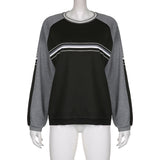 Fashionkova Patchwork Striped Crew Sweatshirt