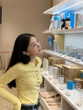 Fashionkova Yedinas Autumn Cardigan For Women Clothes Long Sleeve Yellow Knitwear Korean Fashion Sweater Slim Ladies Jumper Casual Chic Spring Style 2025