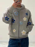 Fashionkova Y2k Cutecore Floral Zip Up Hoodie for Women Graphic Oversized Hooded Sweatshirt Fall Casual Long Sleeve Jacket 2024 New