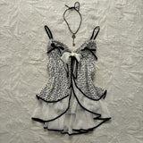 FashionKova-summertime Y2K Sexy Polka Dot Bow Halter Crop Tops Women's Summer Backless Party Club Tank Tops 2000s Fashion Basic T-shirt Emo