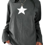 Fashionkova party look inspos Women Star Shirt Y2k Graphic Print Crop Tops Long Sleeve Vintage Baby Tees Fairy Grunge Aesthetic Fall Tops Streetwear