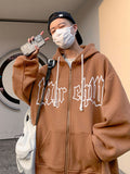 Fashionkova Christmas Gift outfit  Autumn Men's Letter Foam Print Zip up Hoodies Y2K Goth Streetwear Loose Sweatshirts Female Hip Hop Oversized Hoodie Tracksuit