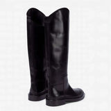 Fashionkova European and American Autumn and Winter Fashionable Round Toe Knee Length Flat Leather Boots, Size 34-46 Women's Knight Boots