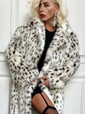 Fashionkova Party Outfit Vintage Leopard Print Faux Fur Winter Long Coats Women Thicken Warm Maxi Coat Female 2024 Casual High Street Lady Loose Outwears