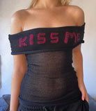 Fashionkova Y2K Stylish retro sexy one-line neck women's letter knit sweater Autumn Winter Strapless short sleeve jumper Knitwear 2000 tops Casual Outfit