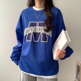 Fashionkova Vintage Logo Print Round Neck Sweatshirt