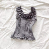Fashionkova 2025 New Summer Lace Vest for Women External Wear Knitted Base Tank Top Summer Heavy Industry Knitted Sweater Top 2025 spring outfits