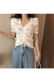 Fashionkova Embroidery Lace Up Summer Crop Top