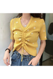 Fashionkova Embroidery Lace Up Summer Crop Top
