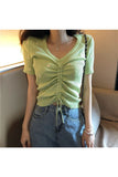Fashionkova Embroidery Lace Up Summer Crop Top
