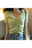 Fashionkova Embroidery Lace Up Summer Crop Top
