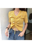 Fashionkova Embroidery Lace Up Summer Crop Top