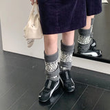 Fashionkova  Nye Outfit Women Vintage Knit Wool Leggings Covers Socks Korea Women Y2K Tulip Calf Socks Winter Thickened Leg Warmers Harajuku Leg Covers