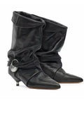 Fashionkova Autumn and Winter New Women's 5cm Thin Heel Short Boots Fashion Pointed Wide Tube Folding Stacked Boots Women's Ankle Boots