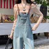 Fashionkova  Party Outfit  M-5XL Oversized Jumpsuit Rompers Women Brown Denim Pants Vintage Loose Wide Leg Pants M-5XL