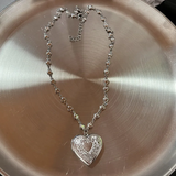 Fashionkova Gothic Forever Love Peach Heart Locket Photo Pendant Necklace For Women Girl Y2K Charms Jewelry EMO Aesthetic Grunge Accessories