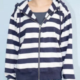 Fashionkova Vintage Striped Zip Up Hoodie