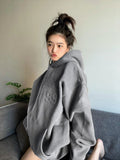 Fashionkova Text Pullovers Woman Clothing with Orint on Top Hoodies Hooded Letter Printing Baggy Loose Women's Sweatshirt Thick Goth 2000s M fairycore