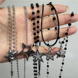 Fashionkova Simple Trendy Star Hollow Choker Necklace Pendant Neck Jewelry Grunge Charm Accessories Women Men's Fashion Party Chain Necklace