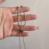 Fashionkova Punk Star Pendant Chain Necklace For Men Women Hip Hop Cool Beads Neck Y2K Jewelry