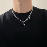 Fashionkova 2023 Korean Fashion Goth Punk Moon Star Cross Pendant Neck Chain Choker Necklace For Women Men Egirl Y2k Cool Party Jewelry Gift