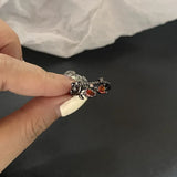 Fashionkova Gothic Fashion Rings For Women Girls Crystal Black Spider Open Ring Hip Hop Punk Irregular Animal Finger Jewelry Halloween Gift