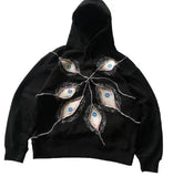 Fashionkova  Y2k 2024 American Eye Patchwork Hoodie New Y2k Harajuku Street Trend Niche Dark Retro Casual Long-sleeved Sweatshirt Demon