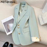 Fashionkova Matakawa Women Blazers Contrast Color Korean Fashion Spring Autumn Chic Blazer Feminino Sweet Simple Elegant Ropa De Mujer Outfit Ideas