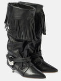 Fashionkova Autumn and Winter New Women's 5cm Thin Heel Short Boots Fashion Pointed Wide Tube Folding Stacked Boots Women's Ankle Boots