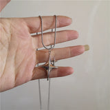 Fashionkova Punk Star Pendant Chain Necklace For Men Women Hip Hop Cool Beads Neck Y2K Jewelry