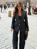 Fashionkova Chic Women Denim High Waist Pants Suit Fashion Pocket Lapel Retract Waist Button Blazer Outfits 2025 New Female Two Piece Sets