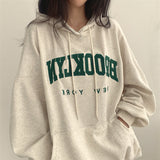 Fashionkova Vintage Letter Printed Oversized Hoodie