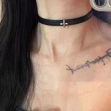 Fashionkova Punk Goth Harajuku Collar Necklace PU Leather Neck Choker For Women Men Jewelry Cool Stuff Couple Y2K Accessories Hot Wholesale
